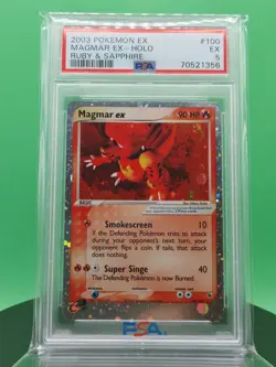 PSA 5 Magmar EX 100/109 EX Ruby & Sapphire Holo Rare 2003 English Pokemon TCG - Image 1