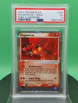 PSA 5 Magmar EX 100/109 EX Ruby & Sapphire Holo Rare 2003 English Pokemon TCG - Image 2