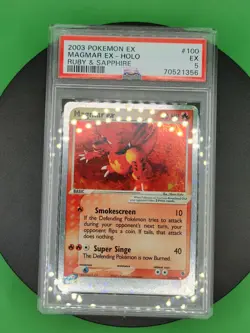 PSA 5 Magmar EX 100/109 EX Ruby & Sapphire Holo Rare 2003 English Pokemon TCG - Image 4