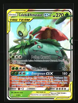 Pokemon CELEBI & VENUSAUR GX 1/181 Ultra Rare Tag Team (SM Team Up) NM/Near Mint - Image 1