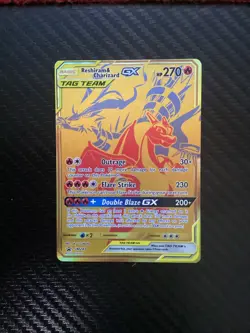 Reshiram & Charizard GX - SM247 - Full Art Gold Promo Ultra Rare Pokemon Card NM - Image 1