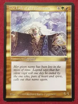 Magic The Gathering LEGENDS THE LADY OF THE MOUNTAIN green/red card MTG - Image 1