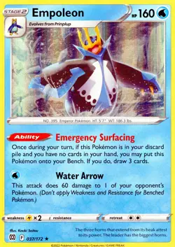 Pokemon TCG "Empoleon" Holo Rare #037/172 Brilliant Stars 2022! 3 Card Set!NM-M! - Image 1