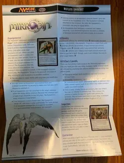MTG Magic the Gathering Mirrodin Rules Sheet Free Shipping - Image 1