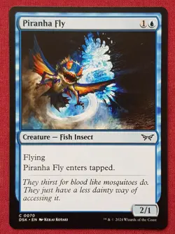 Magic The Gathering DUSKMOURN HOUSE OF HORROR PIRANHA FLY blue card MTG - Image 1