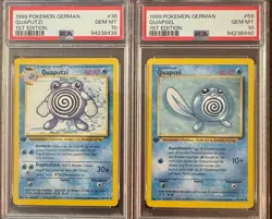 PSA 10 QUAPUTZI & QUAPSEL POLIWHIRL POLIWAG 1st EDITION GERMAN BASE SET POKEMON - Image 1