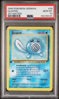 PSA 10 QUAPUTZI & QUAPSEL POLIWHIRL POLIWAG 1st EDITION GERMAN BASE SET POKEMON - Image 4