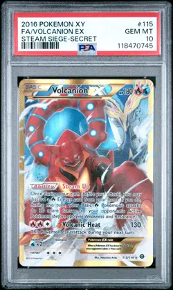 2016 POKEMON XY STEAM SIEGE SECRET #115 FULL ART/VOLCANION EX PSA 10 - Image 1