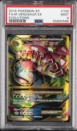2016 POKEMON XY EVOLUTIONS #100 FULL ART/M VENUSAUR EX PSA 9 - Image 1