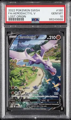 2022 POKEMON SWORD & SHIELD LOST ORIGIN #180 FULL ART/AERODACTYL V PSA 10 - Image 1