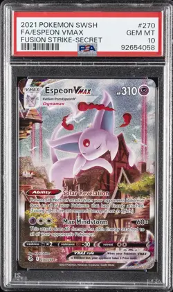 2021 POKEMON SWORD & SHIELD FUSION STRIKE SECRET FULL ART/ESPEON VMAX PSA 10 - Image 1