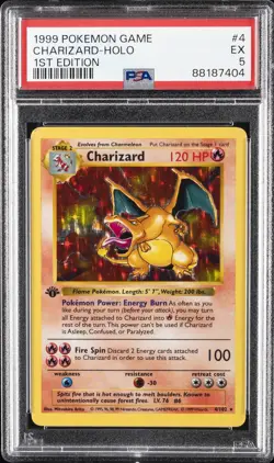1999 POKEMON GAME 1ST ED #4 CHARIZARD-HOLO PSA 5 - Image 1