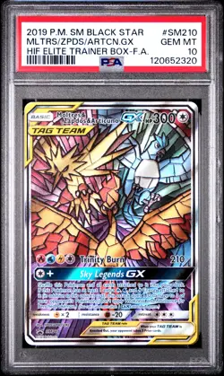 2019 POKEMON SM BLACK STAR PROMO FULL ART/MOLTRES & ZAPDOS & ARTICUNO GX PSA 10 - Image 1