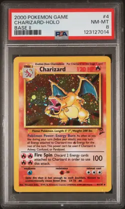 2000 POKEMON GAME BASE II #4 CHARIZARD-HOLO PSA 8 - Image 1