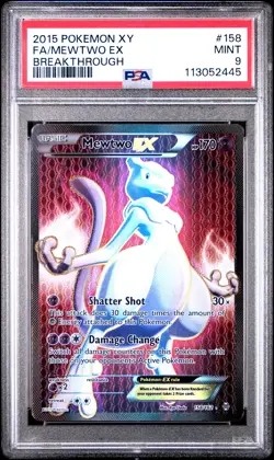 2015 POKEMON XY BREAKTHROUGH #158 FULL ART/MEWTWO EX PSA 9 - Image 1