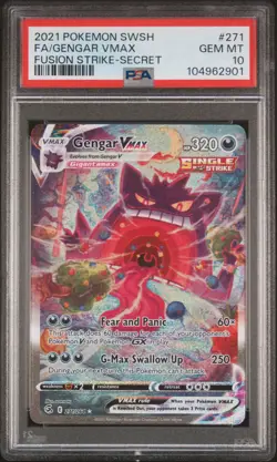 2021 POKEMON SWORD & SHIELD FUSION STRIKE SECRET FULL ART/GENGAR VMAX PSA 10 - Image 1