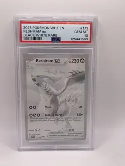 2025 POKEMON WHITE EN-WHITE FLARE BLACK WHITE RARE #173 RESHIRAM EX PSA 10 - Image 1