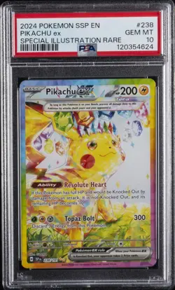 2024 POKEMON SSP EN-SURGING SPARKS SPECIAL ILLUSTRATION RARE PIKACHU EX PSA 10 - Image 1