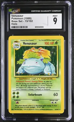 CGC 9 MINT Venusaur 1999 Base Set 15/102 Holo Pokemon Card - Image 1