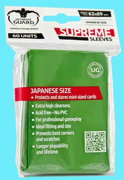 60 ULTIMATE GUARD SUPREME GREEN Japanese Card SLEEVES Small Size Yugioh tcg - Image 1