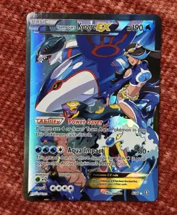 Pokemon TCG Team Aqua's Kyogre EX Double Crisis Holo Full Art Card 6/34 LP - Image 1