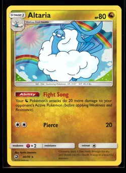 2018 Sun & Moon - Dragon Majesty Altaria #40 Holo Rare Pokemon Card - Image 1