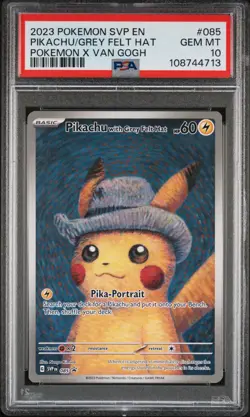Pokemon Pikachu With Grey Felt Hat SVP 085 Promo Card x Van Gogh GEM MINT PSA 10 - Image 1