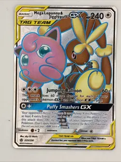 2019 Cosmic Eclipse Pokemon Mega Lopunny & Jigglypuff GX Tag Team #225/236 LP !! - Image 1
