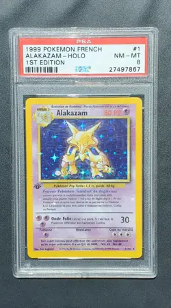 Carte Pokemon Alakazam Holo Set de Base 1/102 Edition 1 - FR - PSA 8 - Image 1