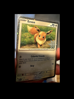 Eevee 133/165 Holiday Snowflake Stamp Promo Swirl (by tail!) Pokemon Card | LP - Image 2