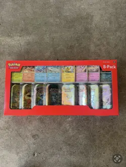 Costco Pokemon Prismatic Evolutions 8 Mini-Tins with Promo Cards Sealed - Image 1
