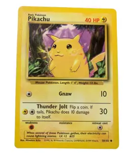 Pikachu 58/102 Vintage 1999 Base 2 Set Pokemon Card TCG Common Arita - Image 1