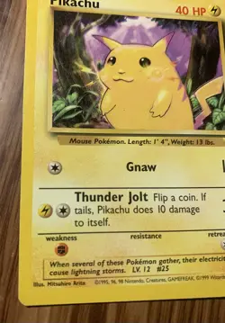 Pikachu 58/102 Vintage 1999 Base 2 Set Pokemon Card TCG Common Arita - Image 3