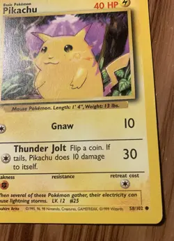 Pikachu 58/102 Vintage 1999 Base 2 Set Pokemon Card TCG Common Arita - Image 4
