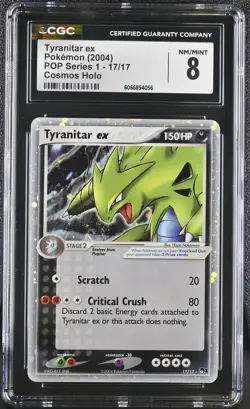 CGC 8 Tyranitar ex 2004 POP Series 1 17/17 Cosmos Holo SWIRL Pokemon Card - Image 1