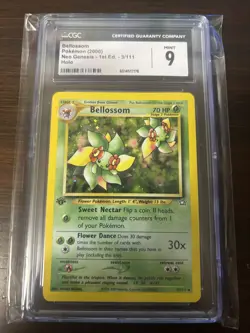 CGC 9 MINT Bellossom Neo Genesis 1st Edition 3/111 Holo Pokemon Card - Image 1