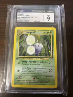 CGC 9 MINT Jumpluff Neo Genesis 1st Edition 7/111 Holo Pokemon Card - Image 1