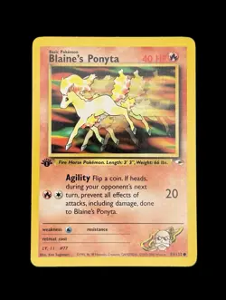 Pokemon TCG Blaine's Ponyta 1st Edition Card 63/132 Gym Heroes 2000 - Image 1