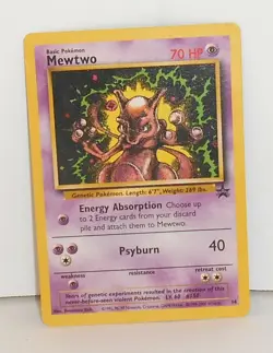 Nintendo Basic Pokemon WOTC 2000 Non-Holo Mewtwo Card 14 Gently Used Black Star - Image 1