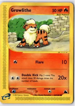 Pokemon TCG Growlithe 62/144 - Skyridge Card 2003 - NM - Image 1