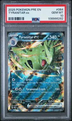 GEM MINT✨ 2025 Pokemon PRE EN Prismatic Evolutions Tyranitar EX 064 PSA 10 - Image 1