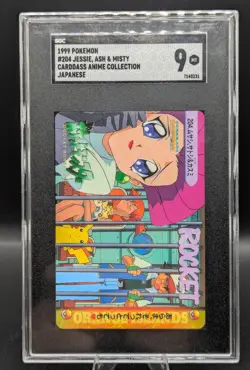 1999 Pokemon Japanese Bandai Carddass Vending 6 Jessie Ash Misty #204 SGC 9 MINT - Image 1
