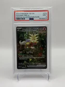 PSA 9 2024 Pokemon Temporal Forces #204 Gouging Fire Ex Illustration Rare - Image 1