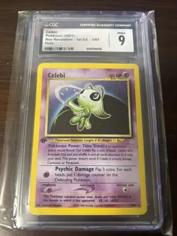 CGC 9 MINT Celebi Neo Revelation 1st Edition 3/64 Holo Pokemon - Image 1