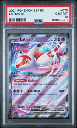 GEM MINT✨ 2024 Pokemon SSP EN Surging Sparks Latias EX 076 PSA 10 - Image 1