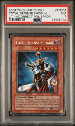 Yugioh 2004 Total Defense Shogun CT1-EN001 Incorrect Foil Error Misprint PSA 7 - Image 1