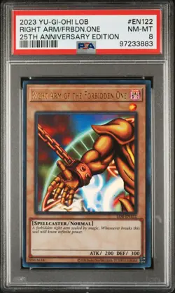 PSA 8 YUGIOH! Right Arm of the Forbidden One- LOB-EN122 25th Anniversary - Image 1