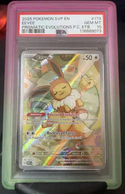 Pokemon Center ETB Promo 2025 SVP Prismatic Evolutions Eevee #173 PSA 10 - Image 1