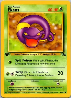 Pokemon Ekans Common Fossil 46/62 NM 1st Edition - Image 1