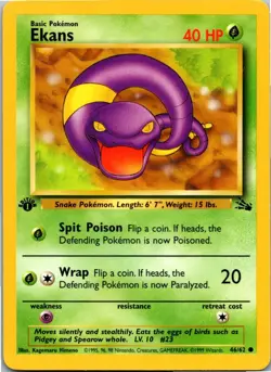 Pokemon Ekans Common Fossil 46/62 NM 1st Edition - Image 1